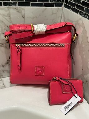 Dooney and Bourke Florentine Allison Crossbody in Fuchsia with matching wallet